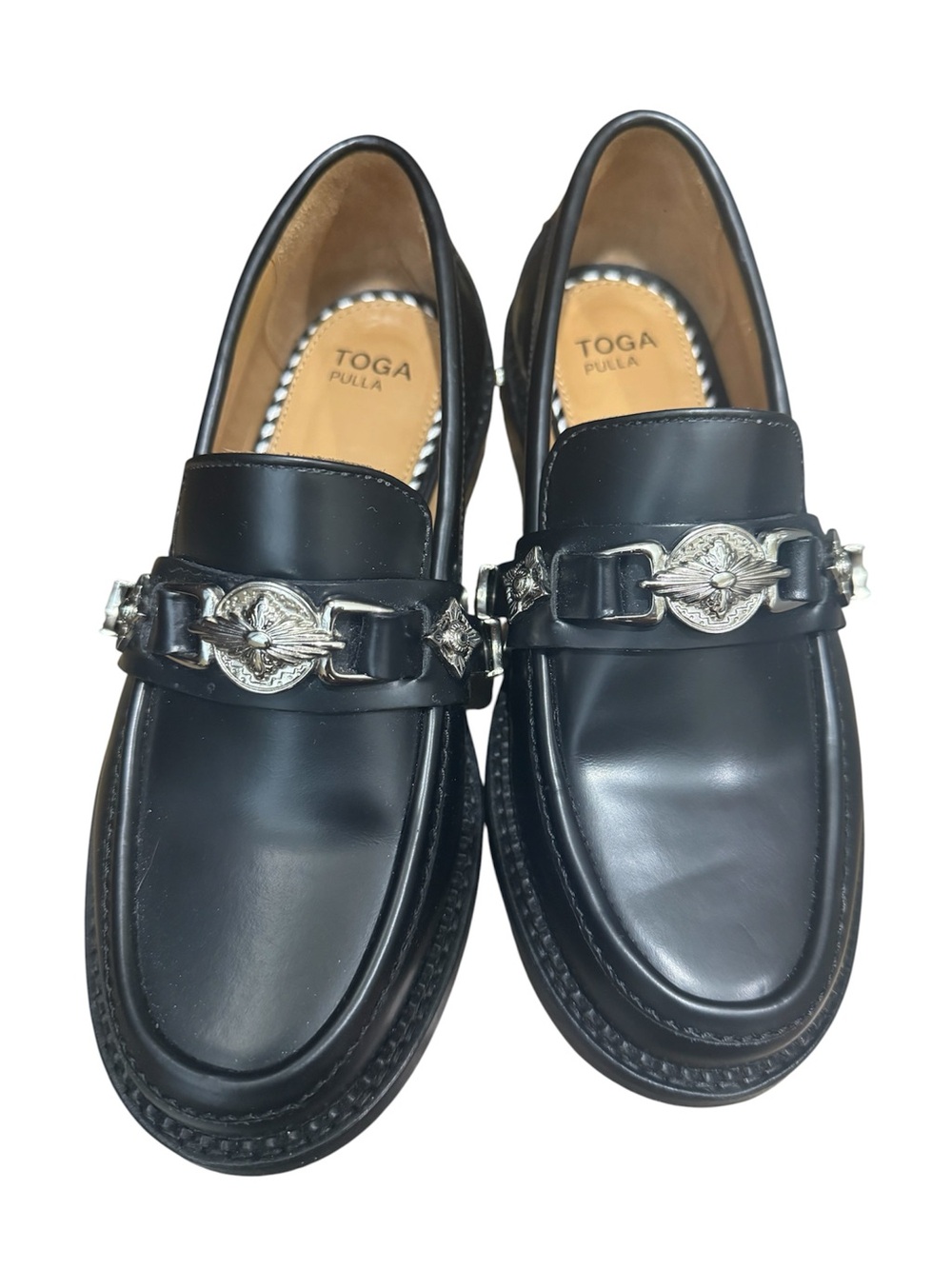 Toga Pulla Western-Inspired Polido Cowhide Loafer — Black
